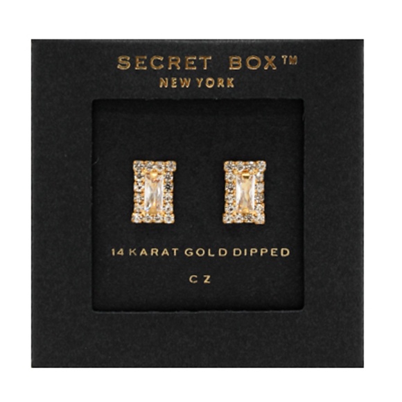 Baguette Cut Cubic Zirconia Studs - Picture 1 of 1
